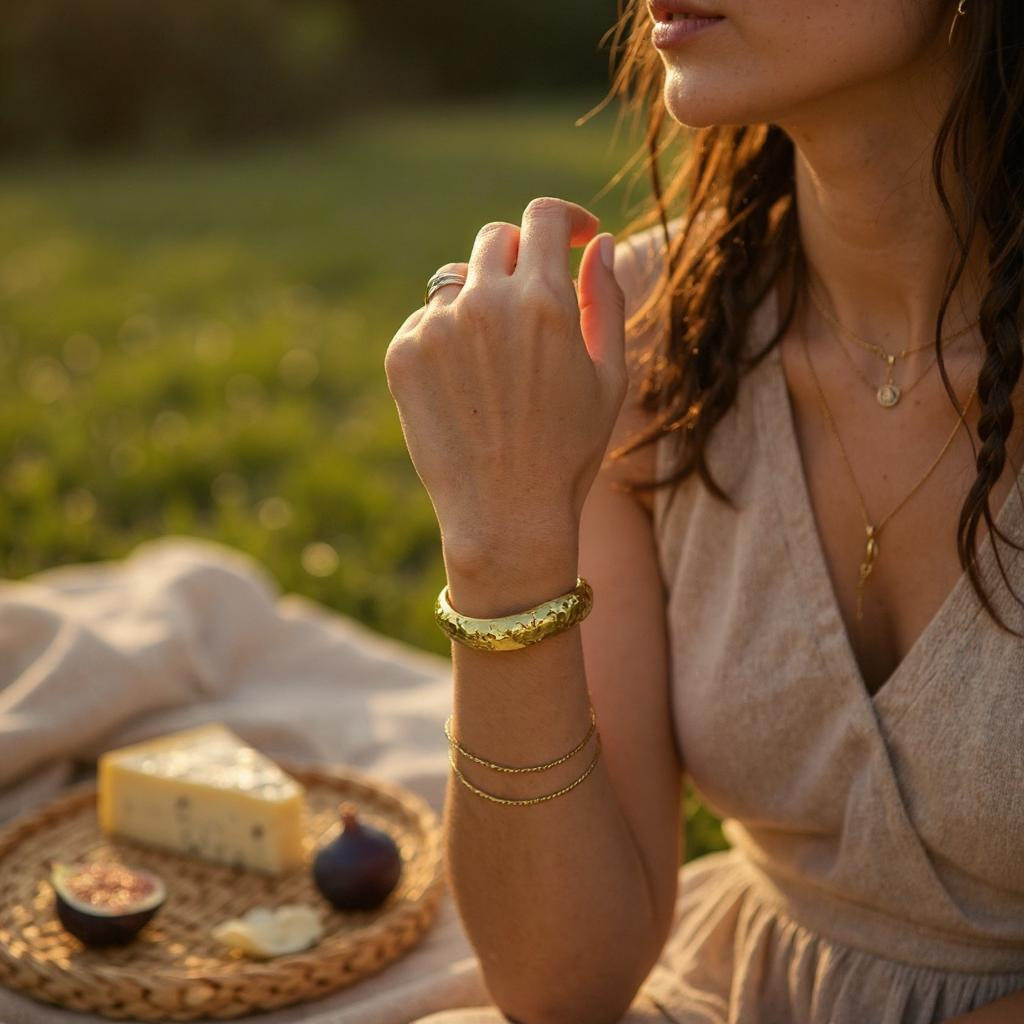 Aurora Hammered Gold Anti-Tarnish Bangle
