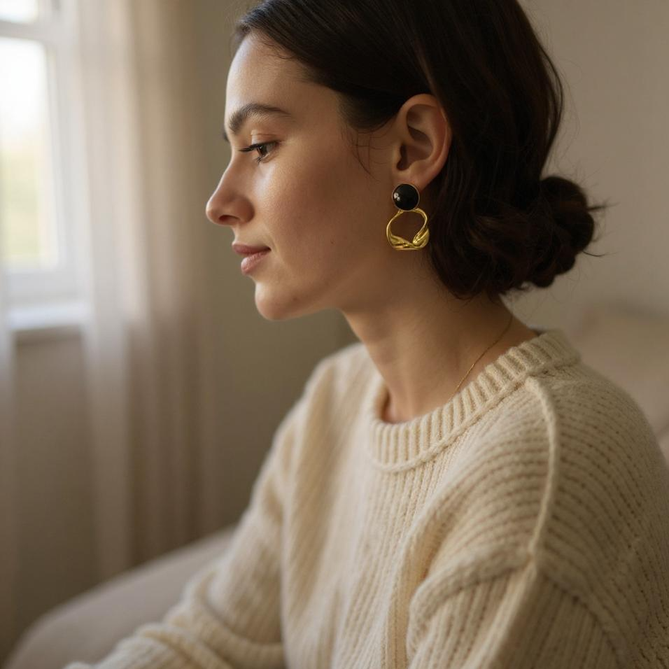 Noir Loop Anti-Tarnish Earrings