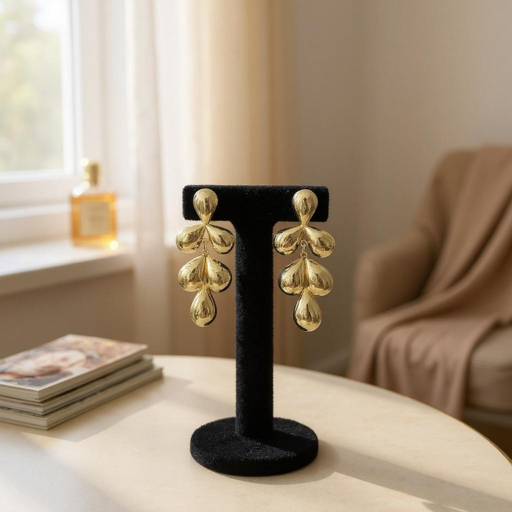 Gilded Cascade Anti-Tarnish Earrings