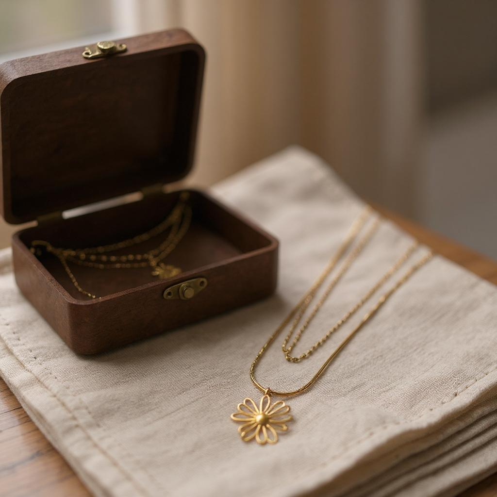 Golden Bloom Duo Necklace – Anti-Tarnish Floral Harmony Set
