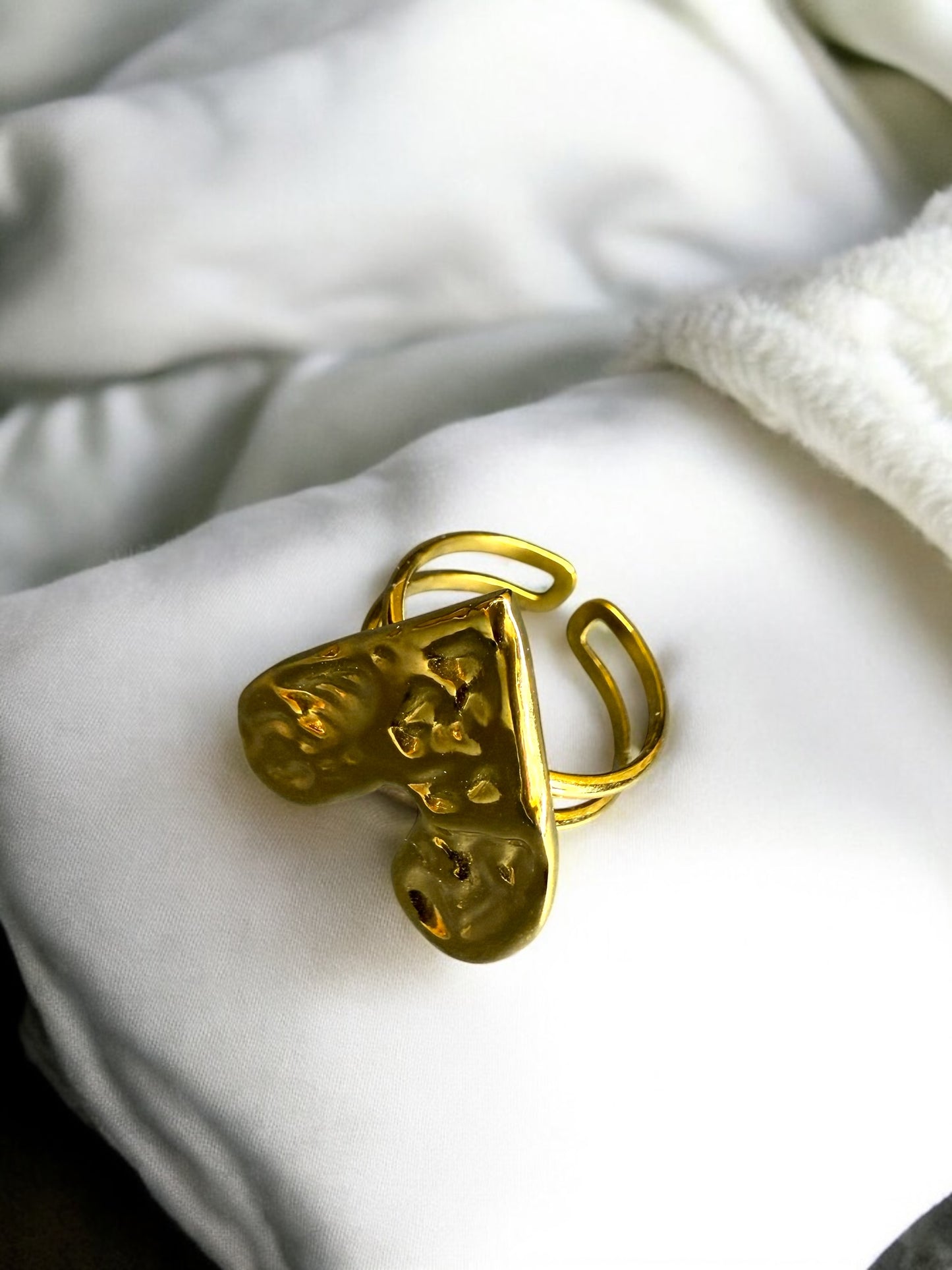 Golden Abstract Twin Dome Ring (Anti-Tarnish)