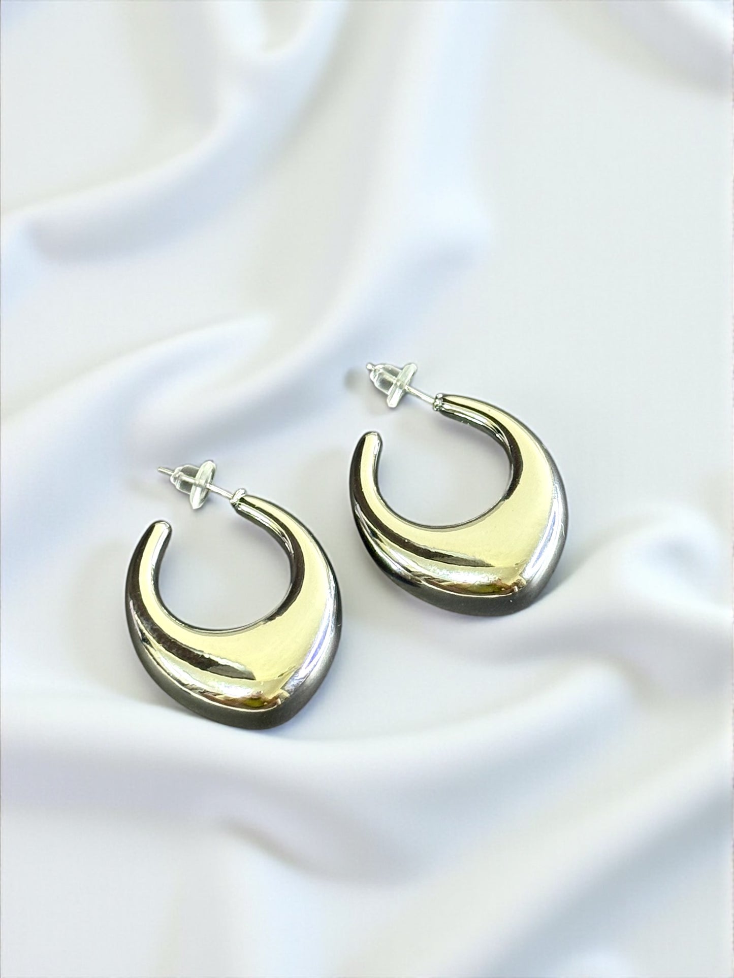 Glossy Crescent Hoop Earrings