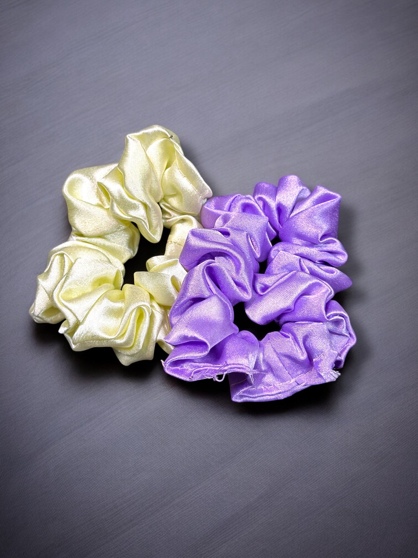 Lavender & Lemon Silk Scrunchies ( Pair )