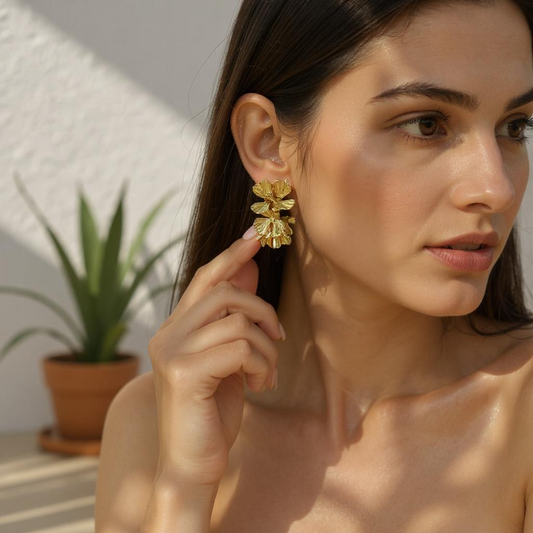 Golden Bloom Anti-Tarnish Earrings
