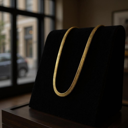 Golden Luxe Flat Snake Chain – Anti-Tarnish Necklace