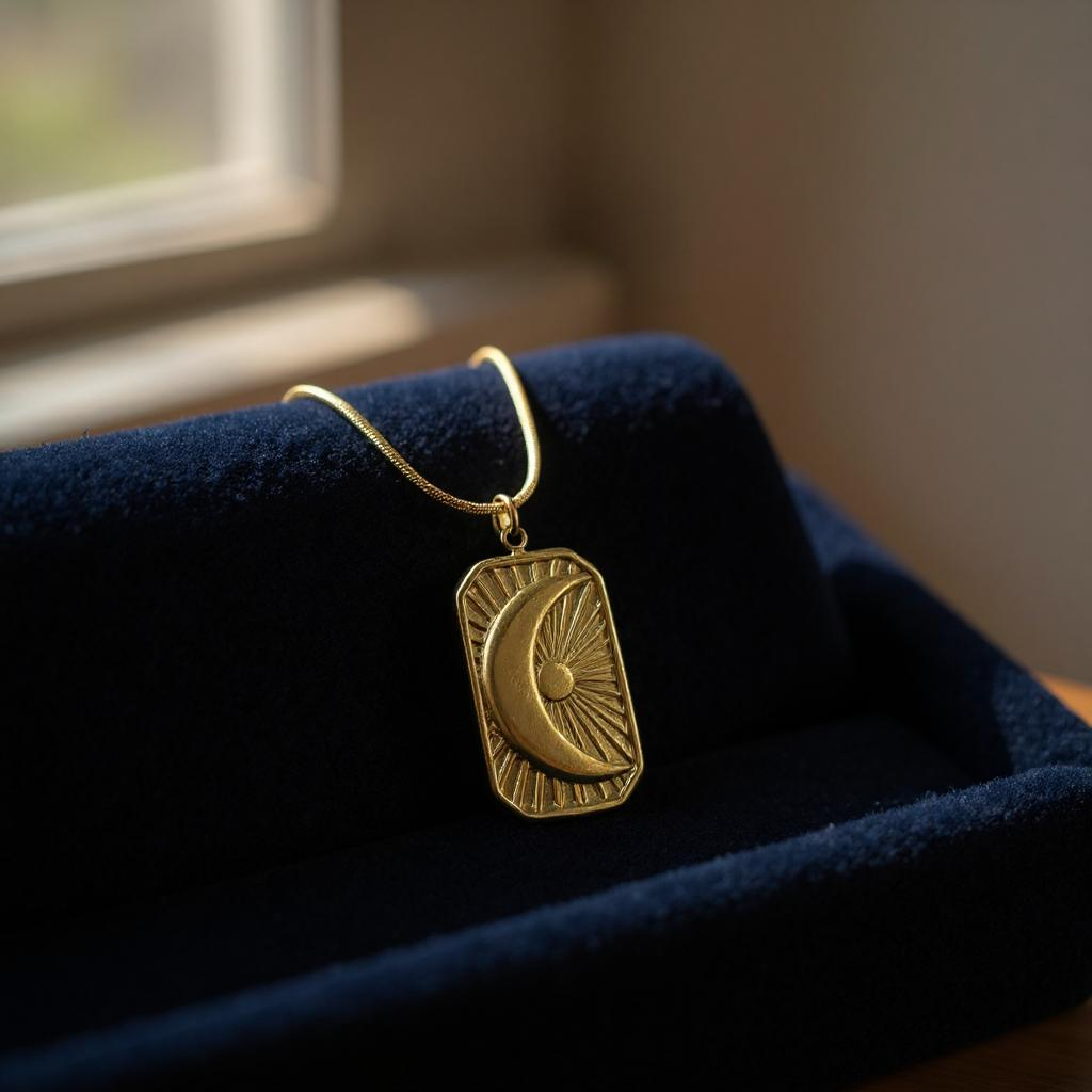 Celestial Glow Crescent Pendant – Anti-Tarnish Necklace