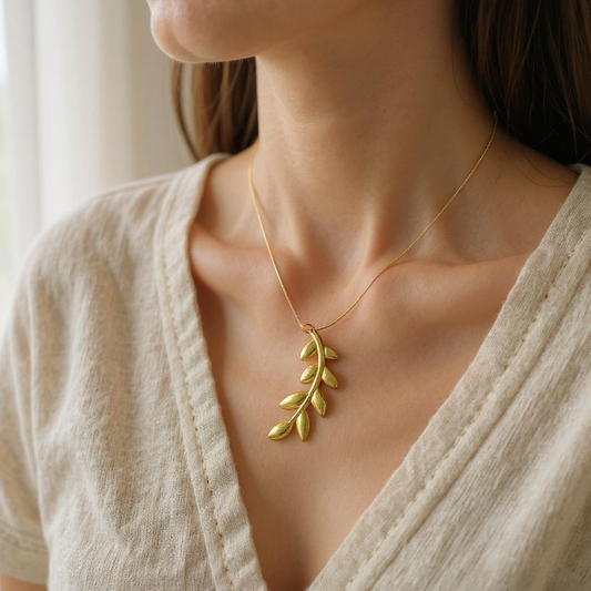 Golden Olive Leaf Anti-Tarnish Necklace
