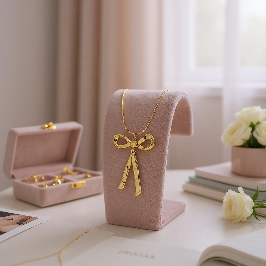 Golden Bow Charm Anti-Tarnish Necklace