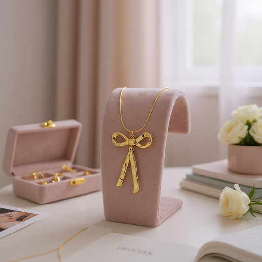 Golden Bow Charm Anti-Tarnish Necklace