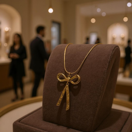 Golden Bow Charm Anti-Tarnish Necklace