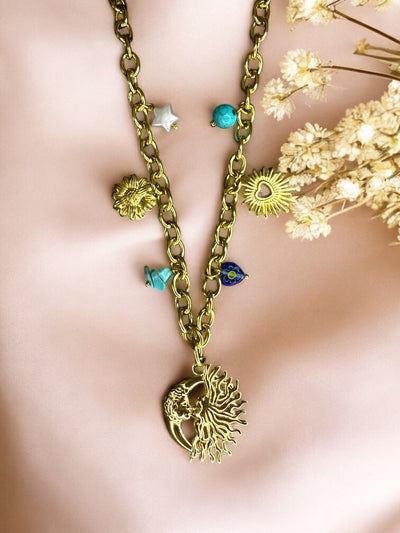 Celestial Love Charm Necklace – Anti-Tarnish Statement Jewellery