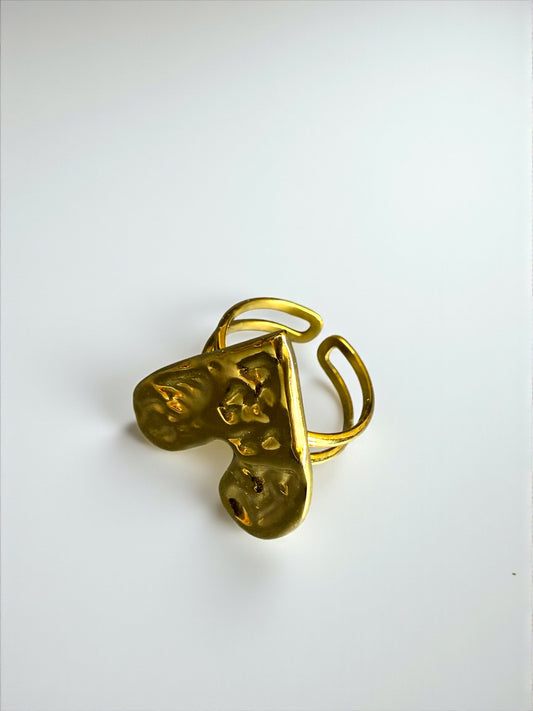Golden Abstract Twin Dome Ring (Anti-Tarnish)