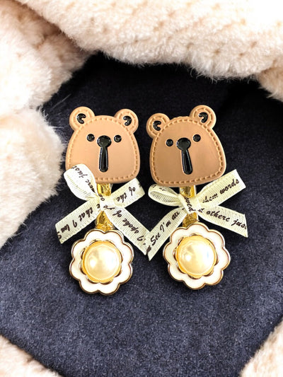 Teddy Bloom Bow Hair Clips