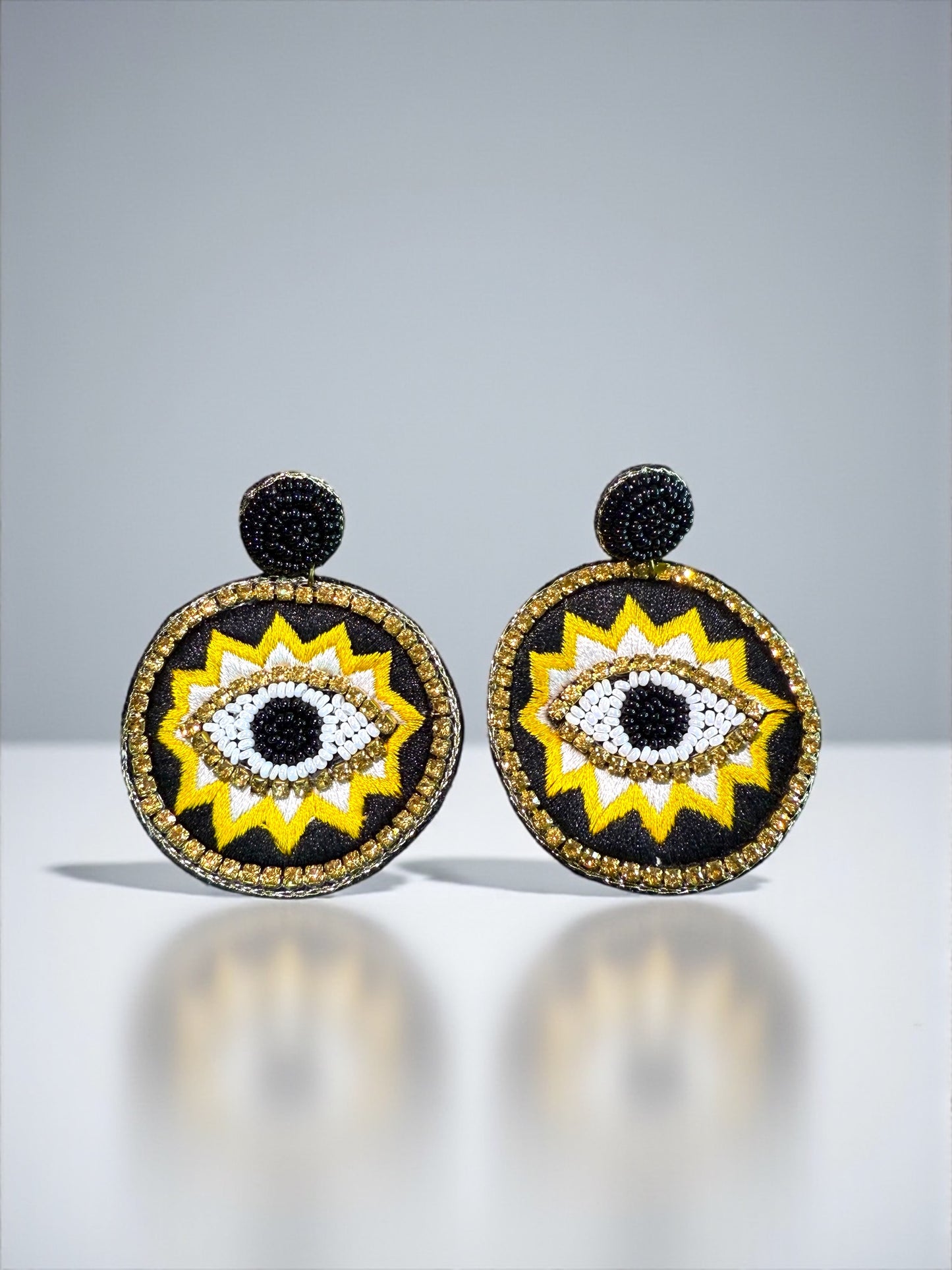 Evil Eye Embroidered Statement Earrings
