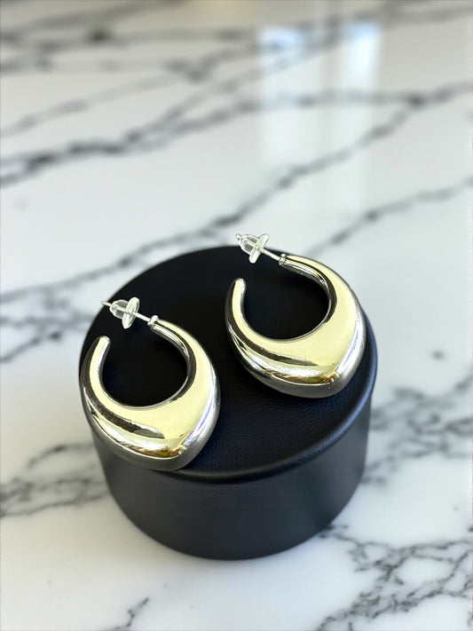 Glossy Crescent Hoop Earrings