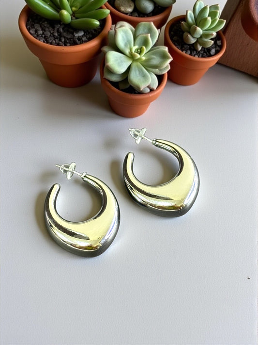 Glossy Crescent Hoop Earrings