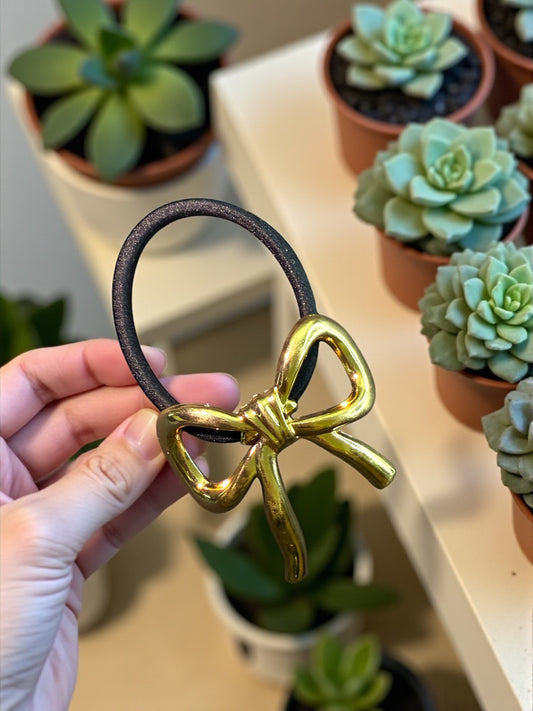 Golden Bow Hair Tie
