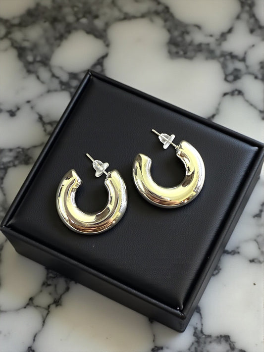 Chunky Silver Luxe Hoops