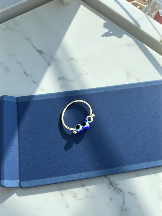 Triple Evil Eye Charm Ring